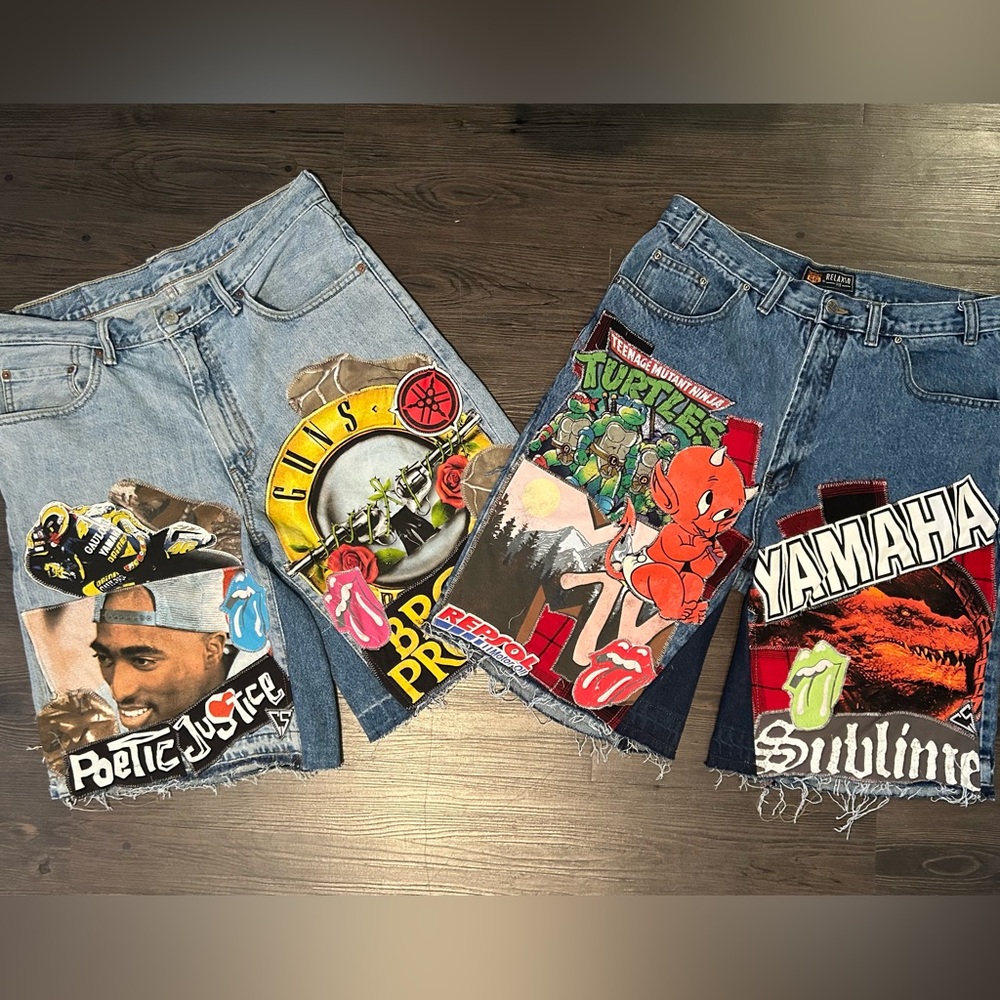 CreatedBySlim: Baggy Collage Denim Shorts